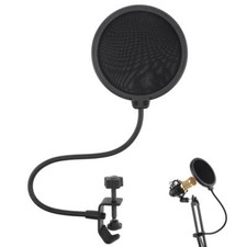 Microphone Pop Filter Dual Layered Mic Shield With Flexible 360  Gooseneck Clip