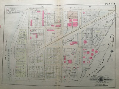 1946 WASHINGTON D.C. P TO T STREET & FT. HUMPHREY'S TO ANACOSTIA RIVER ATLAS MAP