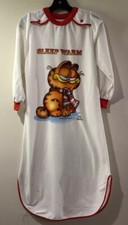 Vintage 1970s Garfield Nightgown Long 43   Fleece Sleeper Size Large 14