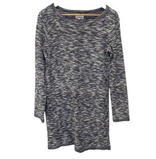 Lou & Grey Womens Dress S Marled Sweater Knit Long Sleeve Shift Navy Blue White