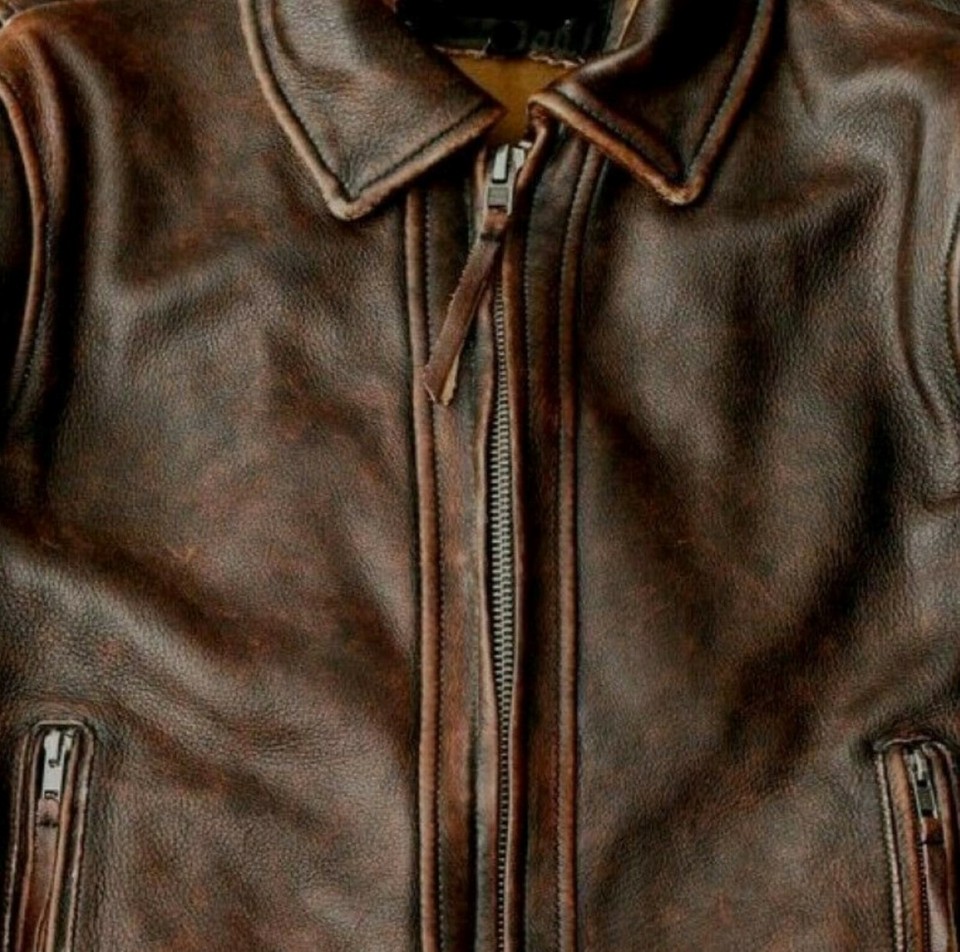 MEN’S MOTORCYCLE BIKER VINTAGE DISTRESSED BROWN CAFE RACER REAL LEATHER Jacket1 300x300