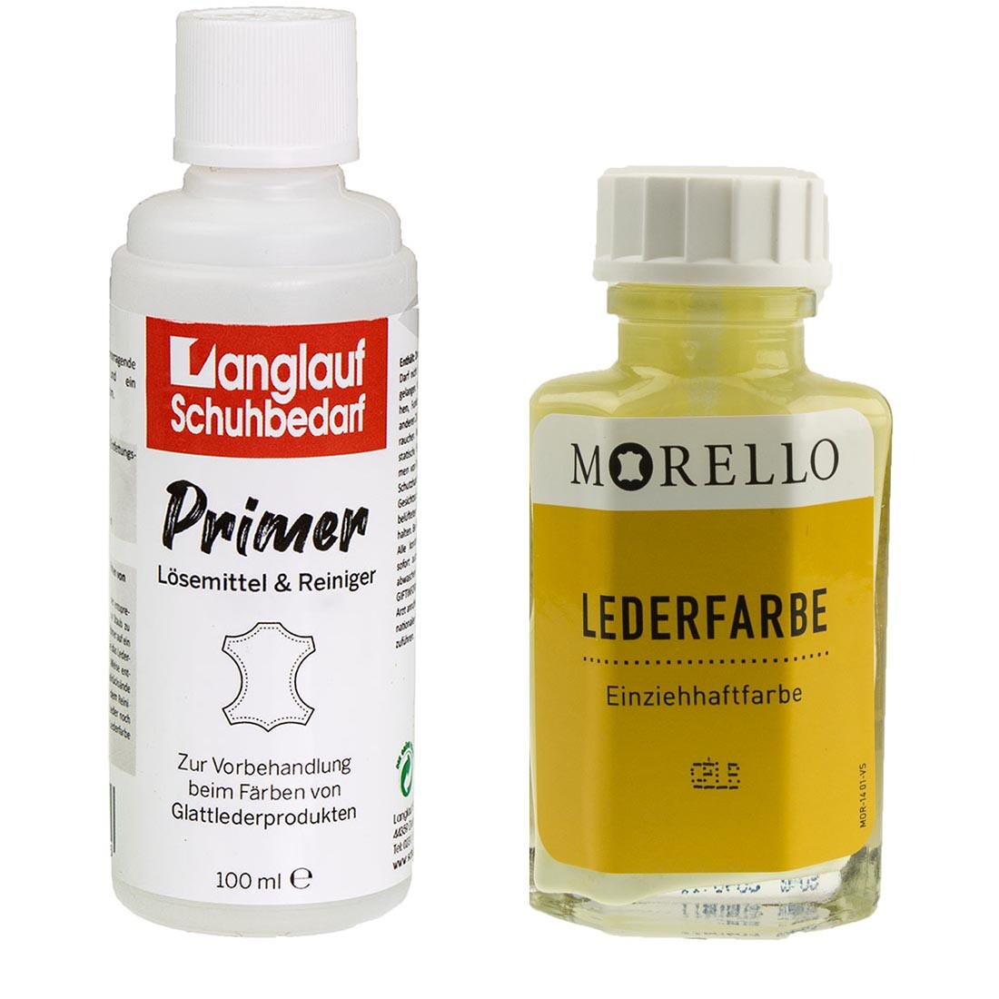 Morello Lederfarbe 40 ml + Langlauf Leder Reiniger + Primer 100ml im Set
