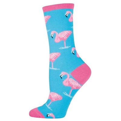 Socksmith Women's Crew Socks Novelty Footwear - Pink Flamingo Bird