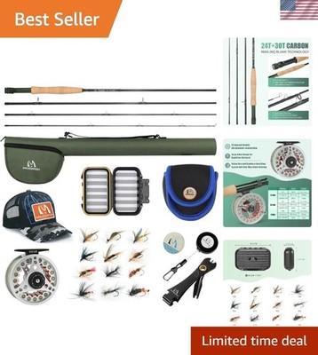 Luxury Fly Fishing Combo 9' Carbon Rod, Lightweight Reel with 12 Hand-Tied Flies