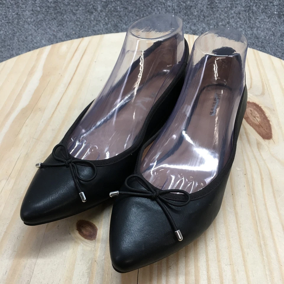 Женские балетки Merona 8,5 черные с заостренным носком без шнуровки на плоской подошве искусственная кожа - Изображение 3 из 4