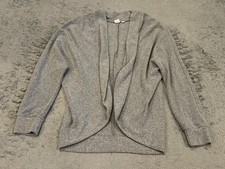 GAP Cardigan Sweater Womens Medium Light Gray Open Front Long Sleeve Pockets