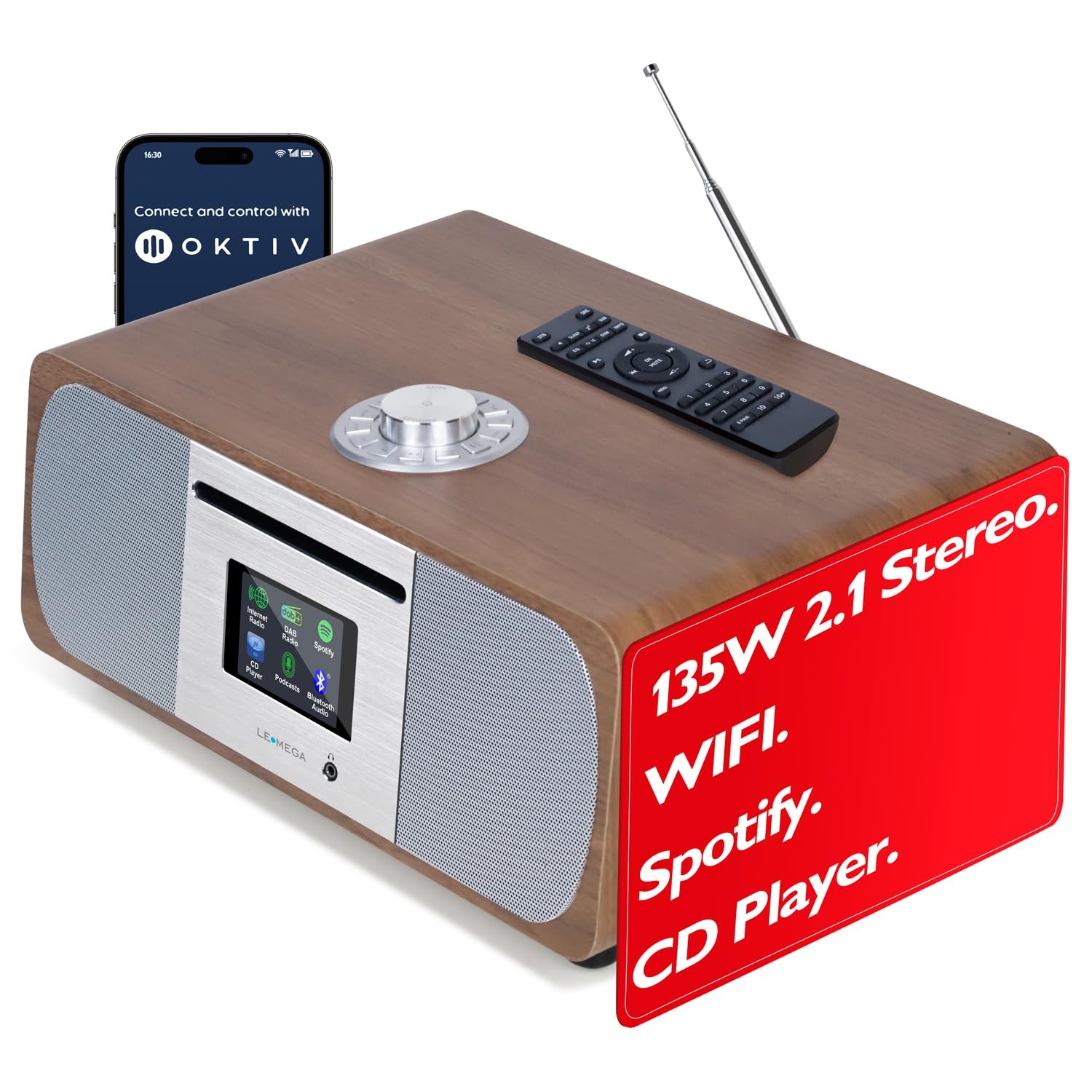 M5P Upgrade Internet Radio with CD Player, Powerful 2.1 Ster