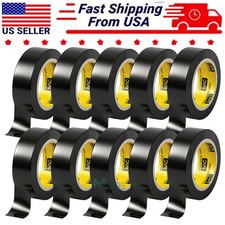10 Pack Electrical Tape Wiring Harness wire Black, 3/4" W x 33ft L auto truck