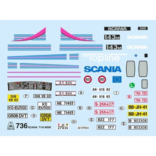 SCANIA T 143M 500 Topline KIT 1:24 Italeri Kit Camion Modellino Nuovo - Immagine 2 di 4