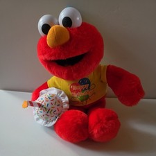 Fisher-Price Y2K Sesame Street Elmo Birthday Plush Doll 2002 Talks Works EUC