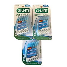 GUM Soft Picks Advanced Dental Picks 60 count each 180 total W/on the go case 3 
