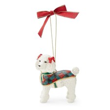 Spode French Poodle Christmas Tree Ornament - Dolomite Festive Holiday Decor