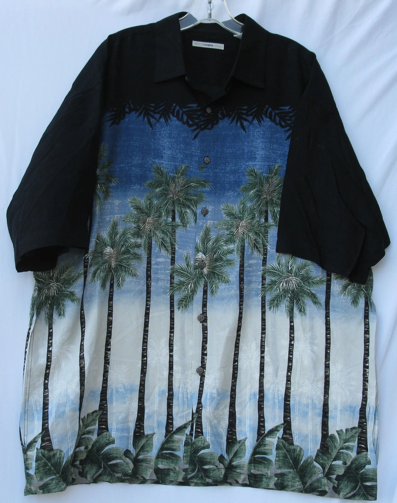 Campia Moda men's short sleeve rayon palm tree print Hawaiian/Aloha shirt XL