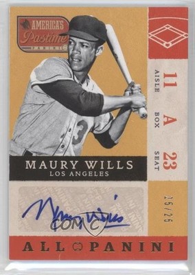 2013 Panini America's Pastime All-Panini Gold 25/25 Maury Wills #AP-MW Auto 0f8