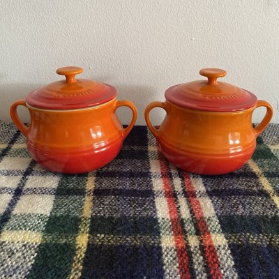 Le Creuset Volcanic Orange Bohnen-/Suppentöpfe 2er Pack mit Deckel Steingut