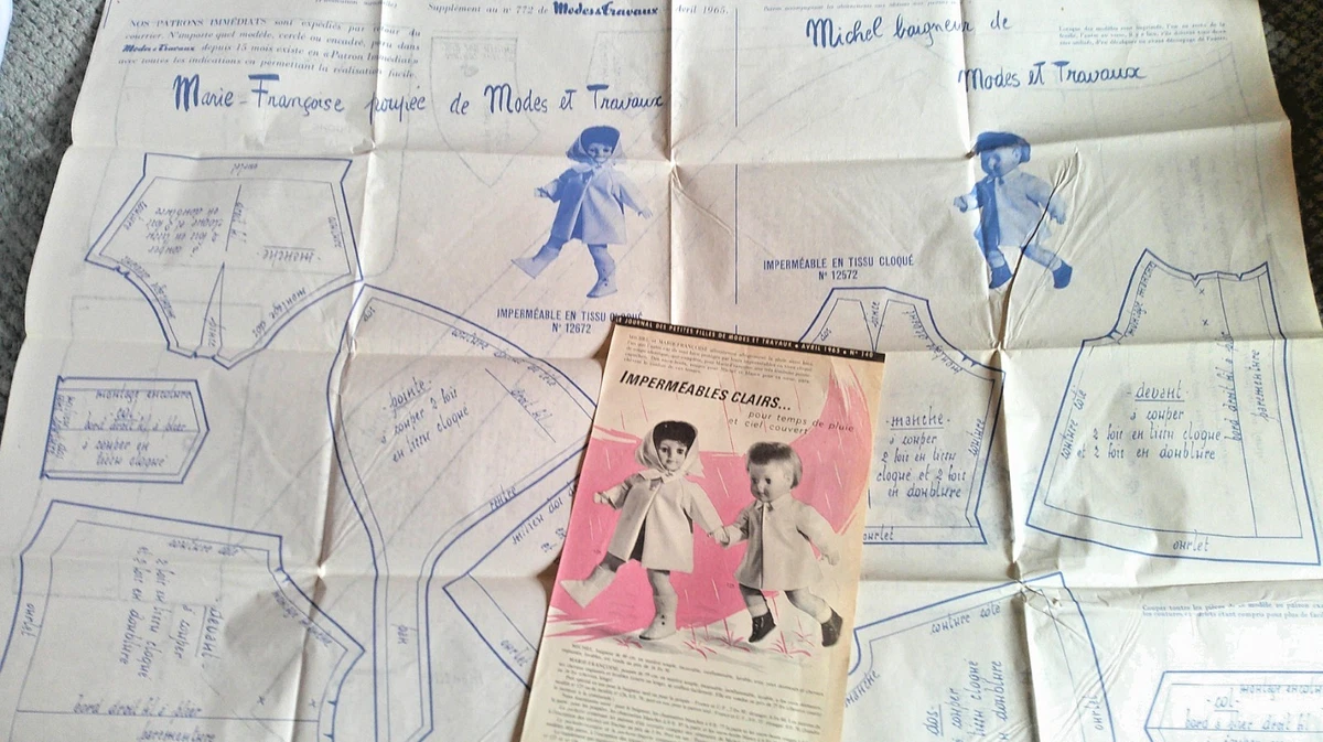 Lot De 5 Patrons De Poupée Modes Et Travaux 1976 - Vintage France