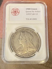 Queen Victoria 1900 Veiled Head Crown, S3937, personal grade AU-53 / GVF