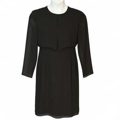 Vintage 80s After Dark Black Chiffon Cocktail Dress Size 11/12 USA Evening LBD