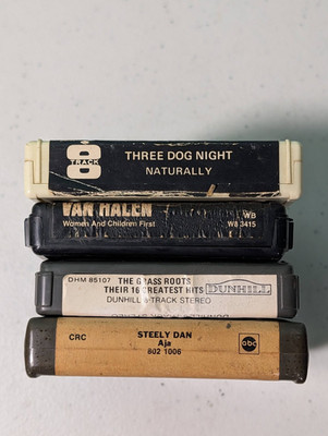 Rock Lot of 4 Steely Dan Grass Roots Three Dog Night Van Halen VTG 8-Track