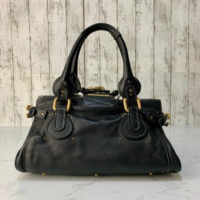 Chloé Paddington Black Leather Shoulder Bag Handbag Gold Hardware