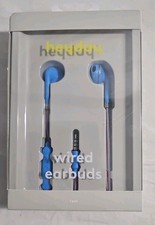 Heyday Wired Earbuds In-Ear Headphones 3.5mm Aux Mic Remote Blue New in Box