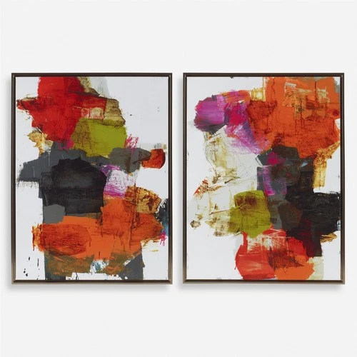 Uttermost 32369 Tried And True Framed Abstract Drawing Print - - Orange - Picture 1 of 6