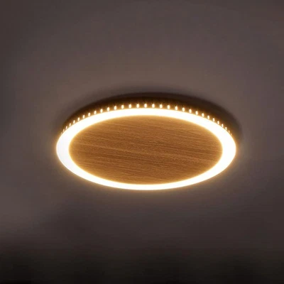 LED Wandlampe Deckenleuchte Moon Braun Holz Ø40cm 24W warmweiß 3-Stufen-Dimmbar - Bild 1 von 4
