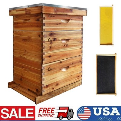 Langstroth Hive Beehive Kit, 30 Frame Box, 20 Deep, 10 Medium Frames Wax-Coated