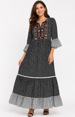 BIBA Women s Tunic Kurta Dress Sz L Embellished Sequins Embroidered Raglan T80 