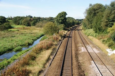 Photo A2 Middle Brook and the railway to Wigan Bolton/SD7108 Middle Bro c2012