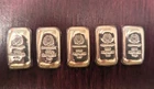 SET OF FIVE German 1 Troy Oz Silver Bars, .999 Pure Silver Bullion