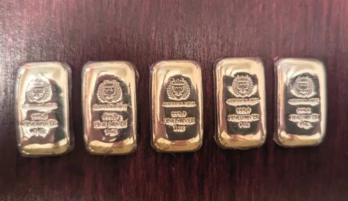 SET OF FIVE German 1 Troy Oz Silver Bars, .999 Pure Silver Bullion