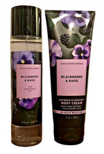BLACKBERRY BASIL FRAGRANCE MIST BODY CREAM SET X 2 GIFT WRAP BATH BODY WORKS