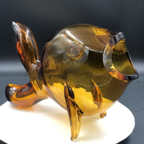 MCM Blenko FISH Glass Fish Vase AMBER Small GUPPIE