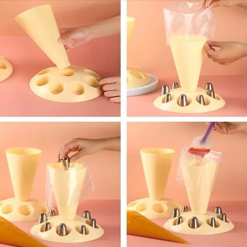 1Set Pastry Bag Stand Piping Bag Stand with 8 Icing Holder Slots Cream Icing Tip - Picture 2 of 12