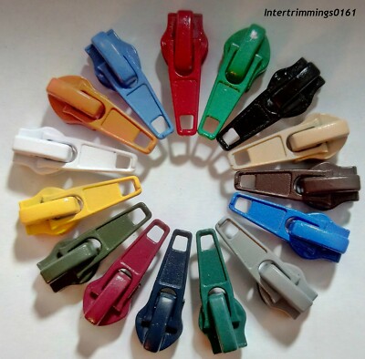 EXTRA ZIP SLIDERS FOR No.6 CONTINUOUS ZIPS, CHOOSE COLOUR & QUANTITY