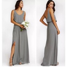 Show Me Your Mumu Women’s Kendall Gray Vneck Long Maxi Dress Size Medium Formal