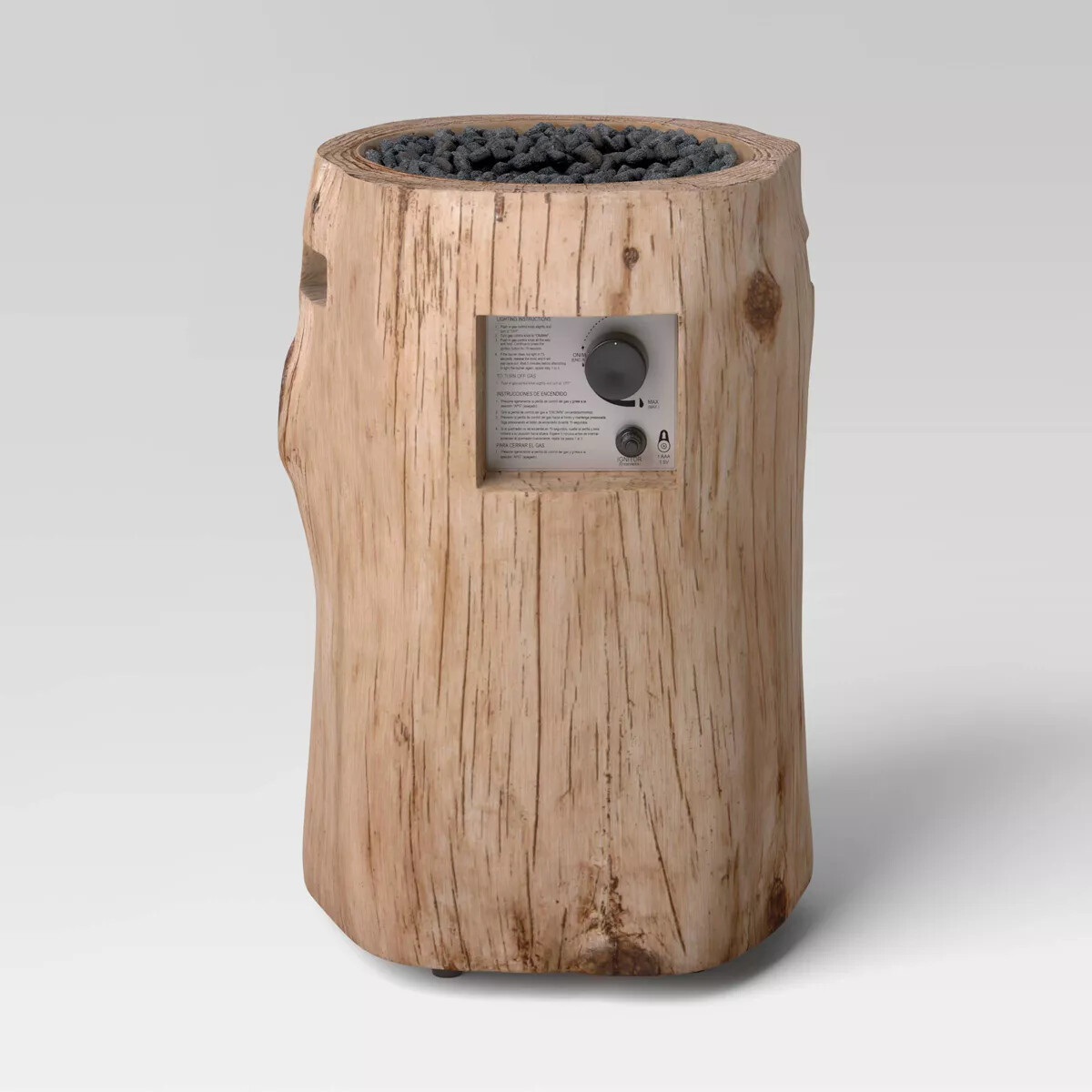 Large LP Round Outdoor Column Fire Pit Weathered/Natural Finish 30000 ...