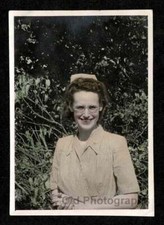 HAND COLORED/TINTED NURSE CANDY STRIPER PINK LIPSTICK OLD/VINTAGE PHOTO- E252