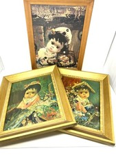 Lotto di 3 surrealisti italiani Jean Calogero ritratto di bambina bimba incorniciati