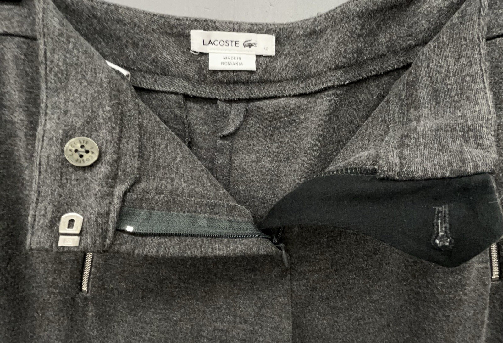 Lacoste Pant Women L Gray Zip Pockets Stretch Elastic Ankle Preppy Sporty Whimsy thumbnail 4