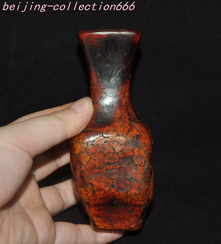 4.6"China Dynasty palace old amber Carved small Bottle Vase Jar - Image 4 of 4