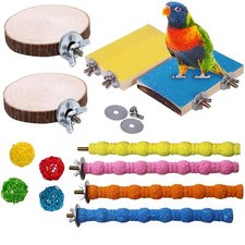 Hamiledyi Bird Perch Stand 12PCS Wood Parrot Perch Stand Platform Paw Grindin...