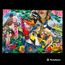 COMPLETE Spring Gathering Audubon Birds MasterPieces 1000 Pc Linen Puzzle