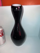 BLACK GLASS with WHITE Inside HANDMADE in POLAND VASE