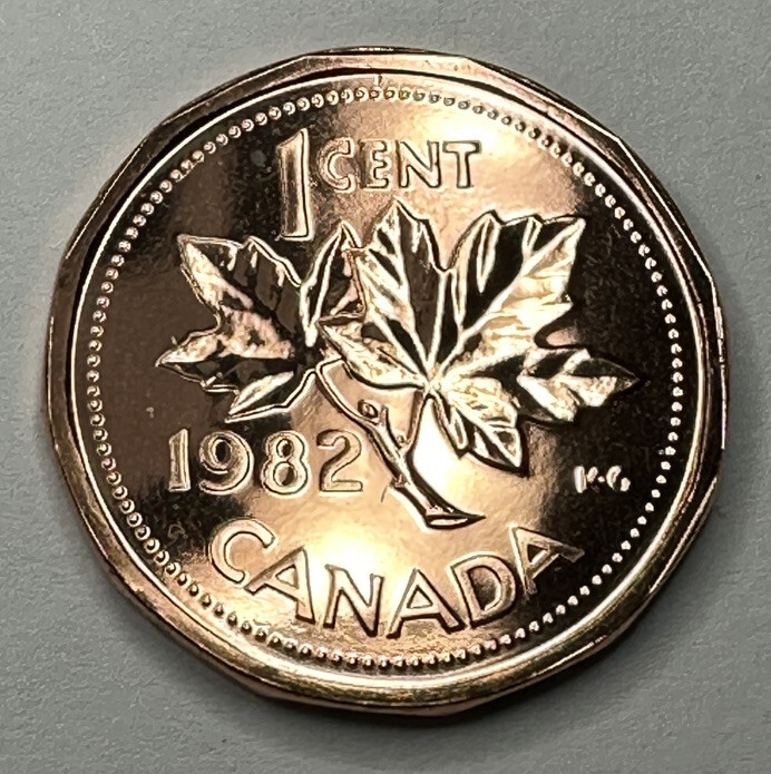 1982 Canadian Penny Proof Like 1Cent Coin from Mint Set