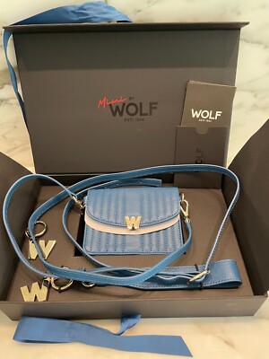 WOLF Hand Bag Ladies crossbody Wristlet in Marine Color blue NWT unisex