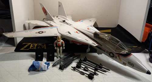 1983 Hasbro GI Joe Skystriker XP-14F & Ace v1 99% Complete Missing 1 Parachute 