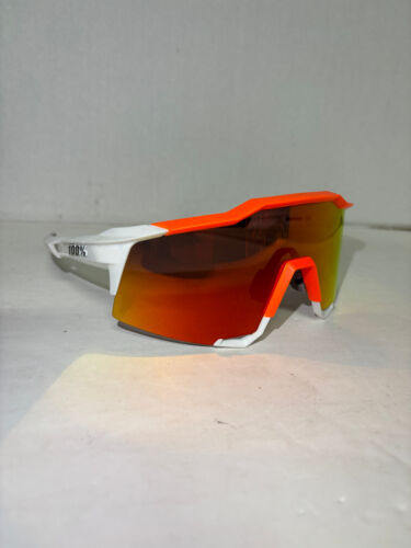 Occhiali da sole 100% Speedcraft bianco/arancione neon hiPER rosso multistrato specchio MTB NUOVI - Foto 1 di 10