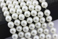 White Shell Pearl Smooth Round Beads 6mm 8mm 10mm 12mm 15.5" Strand